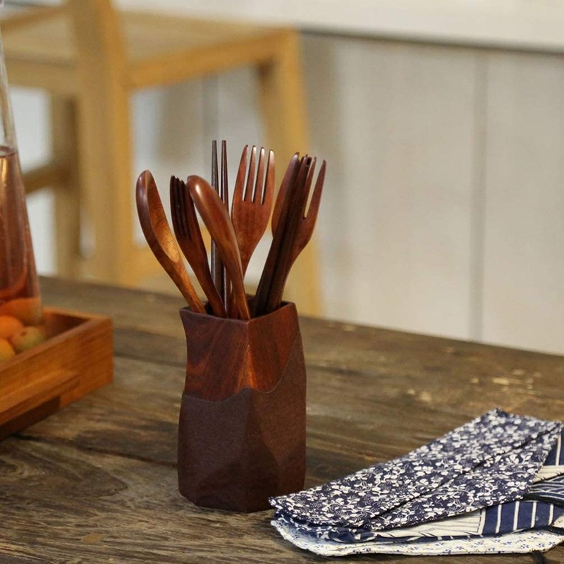 Wooden Cutlery Set Chopsticks Spoon Fork Set Travel Utensils Reusable