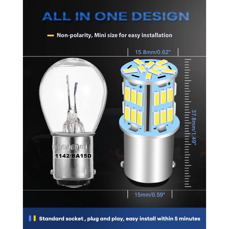 UNXMRFF 6-Pack 1142 BA15D LED Bulb for RV Light Bulbs