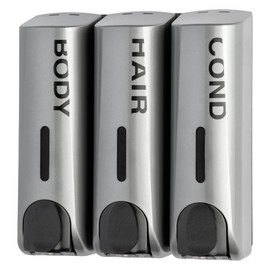 Trio Wall Mounted Shampoo Soap Shower Dispensers with 3x350ml Refillable Bottles,Silver
