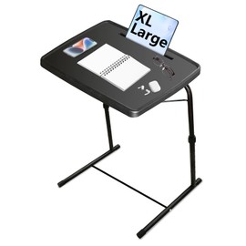 Bblife XL Adjustable Folding TV Tray Table, Larger TV Dinner HDPE Plastic Tray, for Laptop, Eating, Drawing, Snacks, etc, Black-Pro