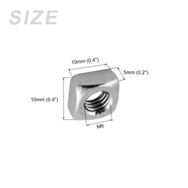 METALLIXITY Square Nuts (M6x10mmx5mm) 10pcs 304 Stainless Steel Coarse Thread Square Fastener Nuts for Equipment Construction Appliance Industrial Machinery Silver