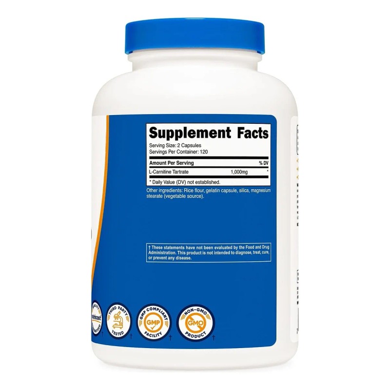 Carnitina Tartrato 1000 Mg , 240 Cápsulas, Mayor Energía Sabor