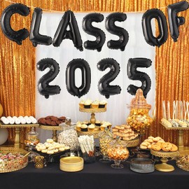 Tellpet Class of 2025 Balloons Banner for Graduation Party Decorations, Black