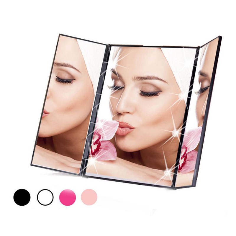 LED Trifold Makeup Mirror 360 Degree Tri Fold Led Illuminated