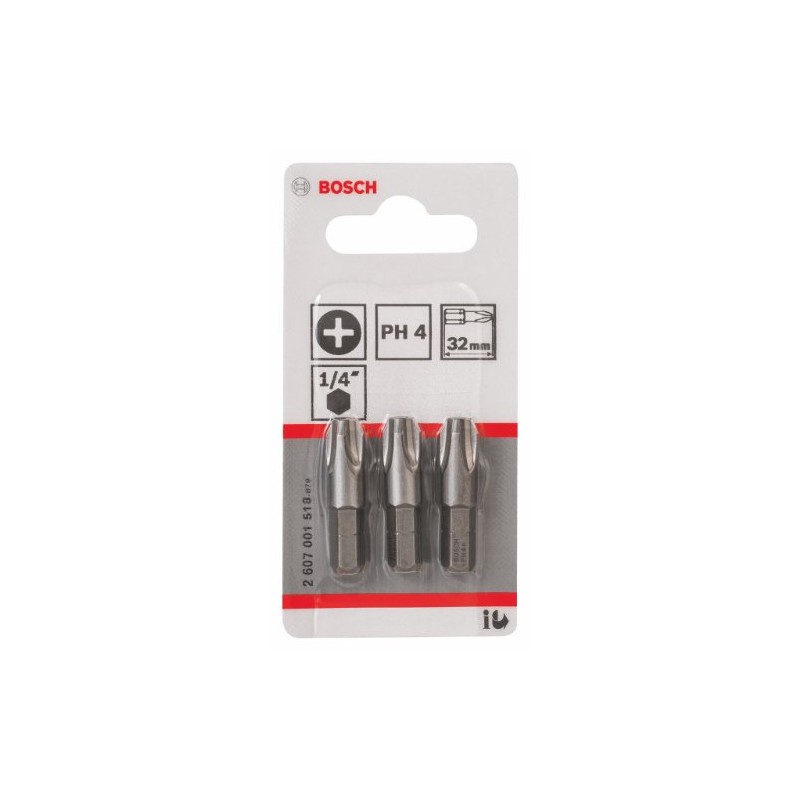 Bosch Pack of 3 Phillips Screwdriver Bits - Bit Size