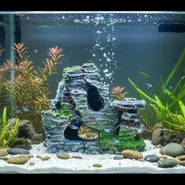ZGLUZP Artificial Moss Rock Cave Aquarium Decor, Fish Tank Hideout, Mountain Terrain Ornament