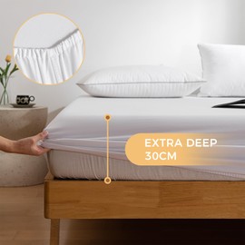 Good Nite Spannbettlaken für Einzelbett, 100% ägyptische Baumwolle, Fadenzahl 200, extra tief, weich, gemütlich, maschinenwaschbar (Weiß, Einzelbett)