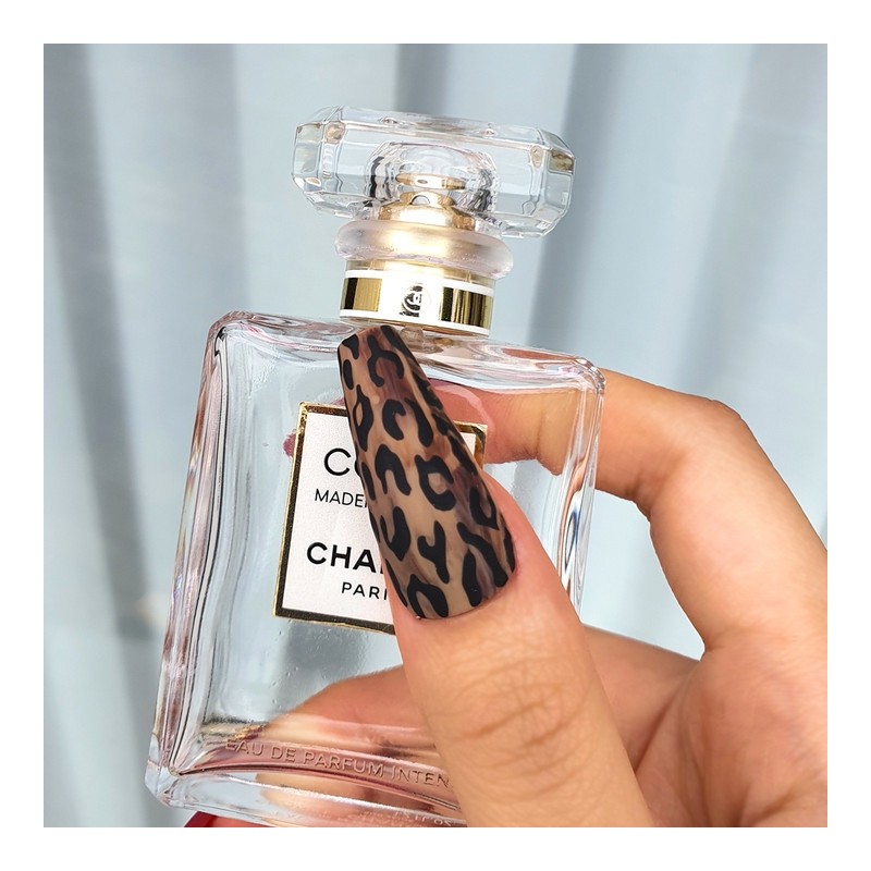 Point leopard handmade nail tips - Natural / 포인트 호피
