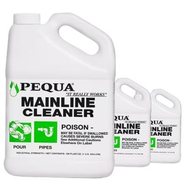 PEQUA INDUSTRIES Main Line Cleaner - Heavy-Duty Main Drain Opener for Drain Pipes, Sewer Lines and Septic Tanks, Dissolves Hairs and Organic Matter, Safe for All Septic Systems (1 Gallon (Pack of 3))