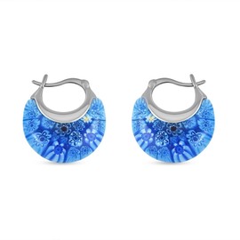 Shop LC Colourful Murano Style Millefiori Glass Hoop Earrings for Women Daisy Flower Jewellery Trendy Valentine's Day Gifts Ct. 30, Glass
