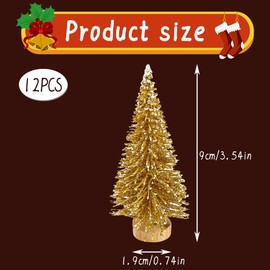 Thyonta Pine Needle Mini Christmas Tree Ornament PVC Micro Landscape Moss Bottle Decoration Accessories Suitable for Creative Cute Home Decoration-9CM（Gold）