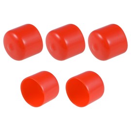 sourcing map 5pcs Rubber End Caps 25mm(1-inch) ID Vinyl Round Tube Bolt Cap Cover Thread Protectors Red