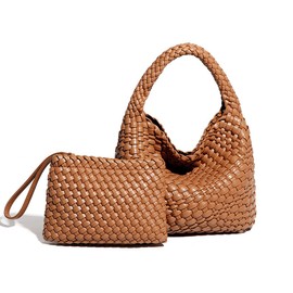 LEGVAEY Vintage Handmade Fashionable Woven Bag Shopper Bag Travel Handbags and Purses Women Tote Bag Summer Beach Large Capacity Shoulder Bags, brown