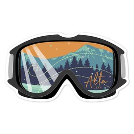 Die Cut Sticker Alta, Utah, Ski Goggles, Contour Vinyl Sticker 1 to 3 inches (Waterproof Decal for Cars, Water Bottles, Laptops, Coolers), Small