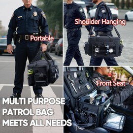 SPORJET Patrol Bag Law Enforcement - Police Duty Bag - Water Resistant Car Front Seat Organizer with 15.6" Laptop Storage and Mutilpe Storage for Police Gear, Police Accessories, Police Baton