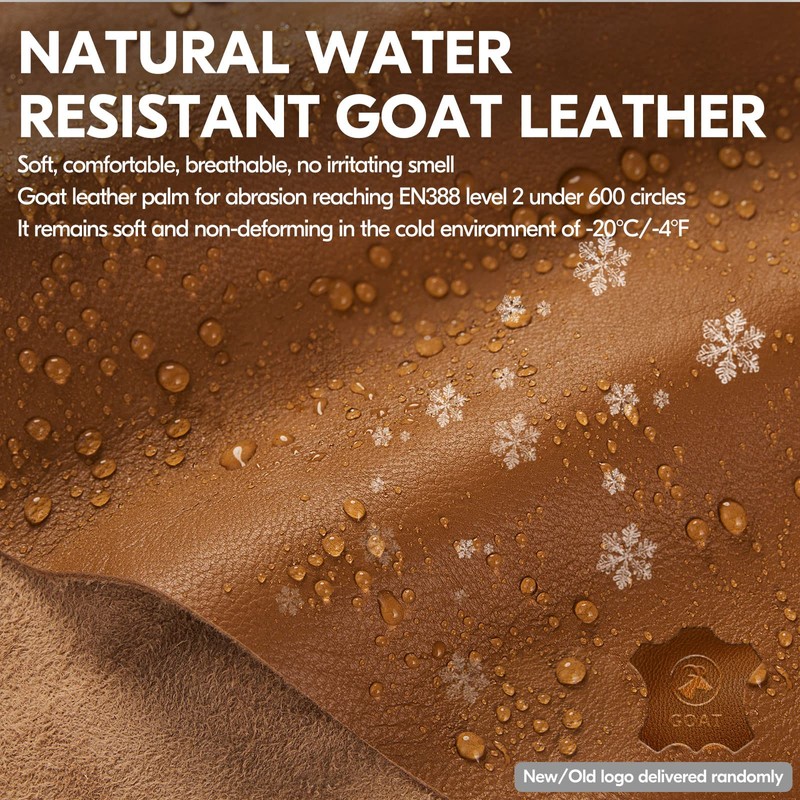 Vgo...… Winter Work Gloves Waterproof in Goat Leather, Cold Weather