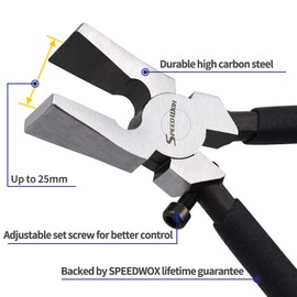 SPEEDWOX Glass Pliers Flat Jaws 8 Inches Black Glass Breaking Tool with 2 Pair of Rubber Tips Durable Mosaics Breaking Tool Heavy Duty for Tile Stained Glass Work