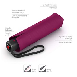 Knirps Umbrella A.050 medium manual, dark violet, Compact and stormproof