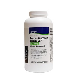 Ferrous Gluconate Tablet, 324mg, Green, 1000ct