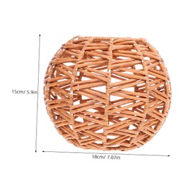 CAXUSD Woven Imitation Rattan Lamp Shade Replacement for Retro Vintage Ceiling Lantern Cover Pendant Shades for Dining and Bedroom Decor
