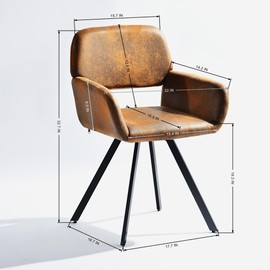 Accent Chair Suede Fabric Upholstered, Armchair Swivel Leisure Side Chair with Wooden Legs, Ergonomic Lounge Chair Mid Back, Padded Backrest and Seating Cushion, Set of 2, Brown