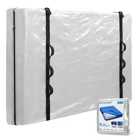 TICONN Mattress Bags for Moving, Heavy Duty Twin XL Mattress Cover Storage Bag with Full-Around Handle and Adjustable Buckles (Clear, Twin XL)