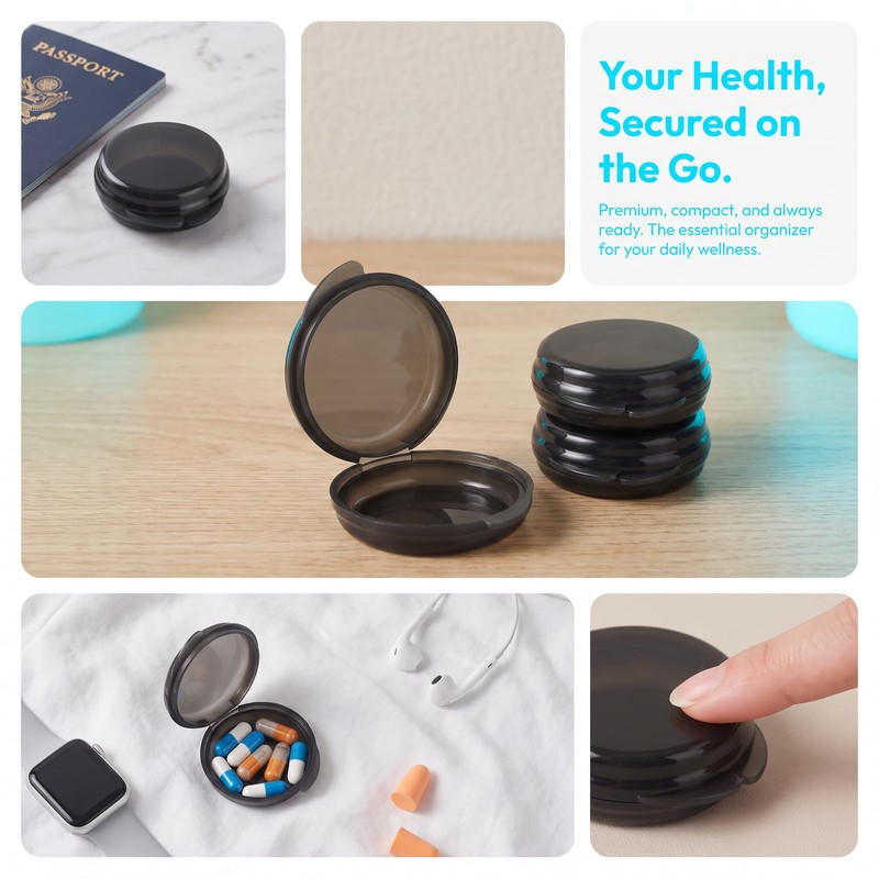 Rovelin 3 Pack Small Pill Box, Mini Pill Case Travel