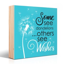 Vgrti Some See Dandelions Others See Wishes Wooden Box Sign, Dandelion Desk Decor for Farmhouse Yoga Spa Room, Motivational Dandelion Wish Gifts for Women Men Friend Coworker Sister Leader Mentor