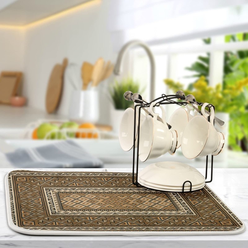 ElliTarr Dish Drying Mat for Kitchen Counter, Microfiber Absorbent Dish