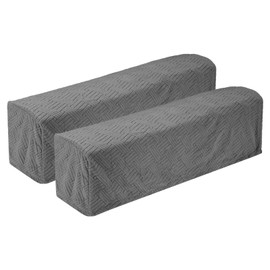 sourcing map 2Pcs Twill Stretch Armrest Covers, Soft Armchair Slipcovers Couch Recliner Arm Cover for Chair Sofa Protector, Deep Grey