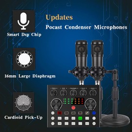 V8s for 2, V8s Voice Changer with BM-800 Podcast Microphone Bundle - Studio Condenser Microphone Perfect for Podcasting, Recording, Singing, Streaming and Gaming