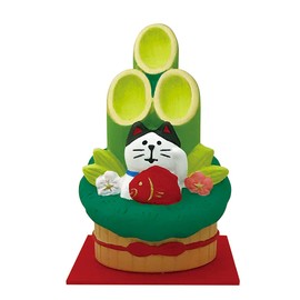 Decoré Corporation ZSG-28685 Concombre Zodiac Ornament, Maneki Neko Kadomatsu Hachiwale, 24.4 x 24.4 x H3.7 inches (62 x 62 x 94 cm)