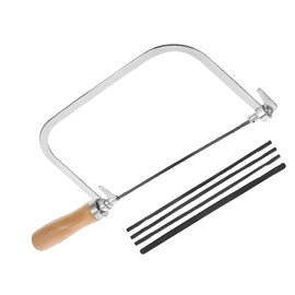 YJWCZJ Coping Saw Blades, Woodworking Hand Saw with 4 Extra Blades, for Fine Cuts in DIY Crafts and Furniture Making, 17 Inch Wooden Handle
