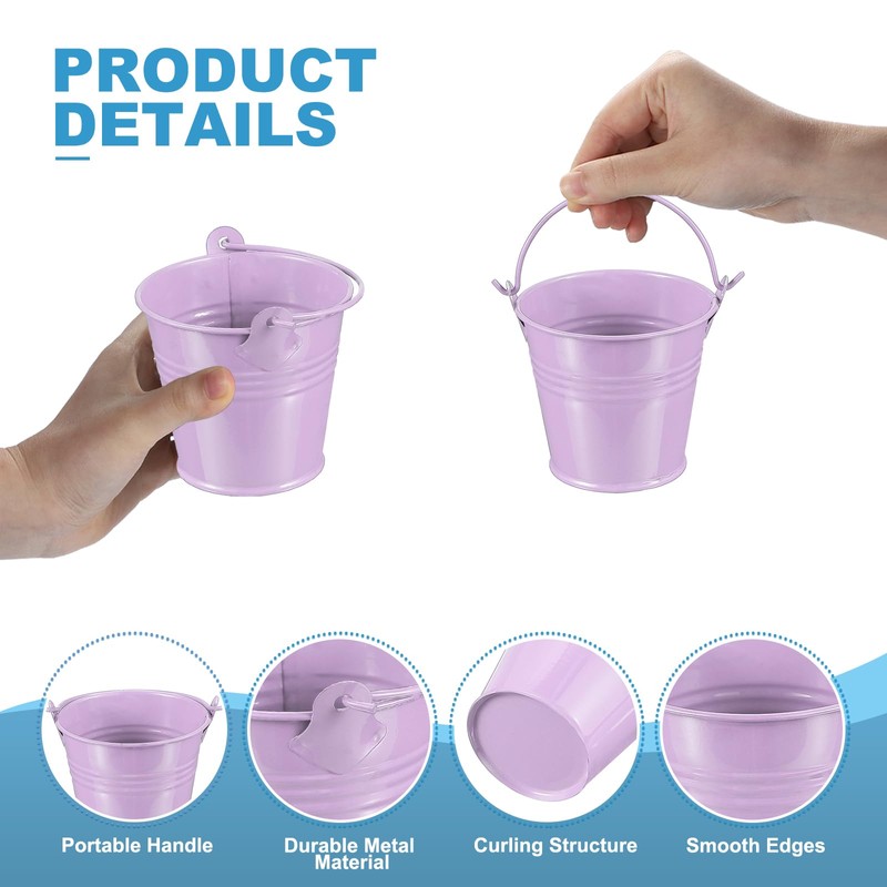 PATIKIL 12 Pcs Small Metal Buckets with Handle 2.7"x2.3" Mini