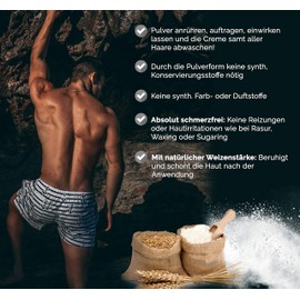 200 g Painless Hair Removal Cream Powder for Men - Capillum Amove AthleticX - Intimate Hair Removal without Pain