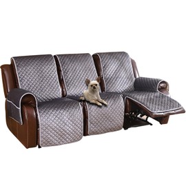 LUFEIJIASHI Non Slip Recliner Couch Covers for 3 Cushion Couch Sofa Reclining, Waterproof Recliner Sofa Covers 3 Seat, Velvet Reclining Couch Covers for Furniture Protector for Dogs Pets Dark Grey