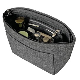 DongMaple Bag Organiser for Women Handbags, Felt Bag Organiser with Zip Pocket, Bag in Bag Organiser Insert for Carry Bag, Grey L