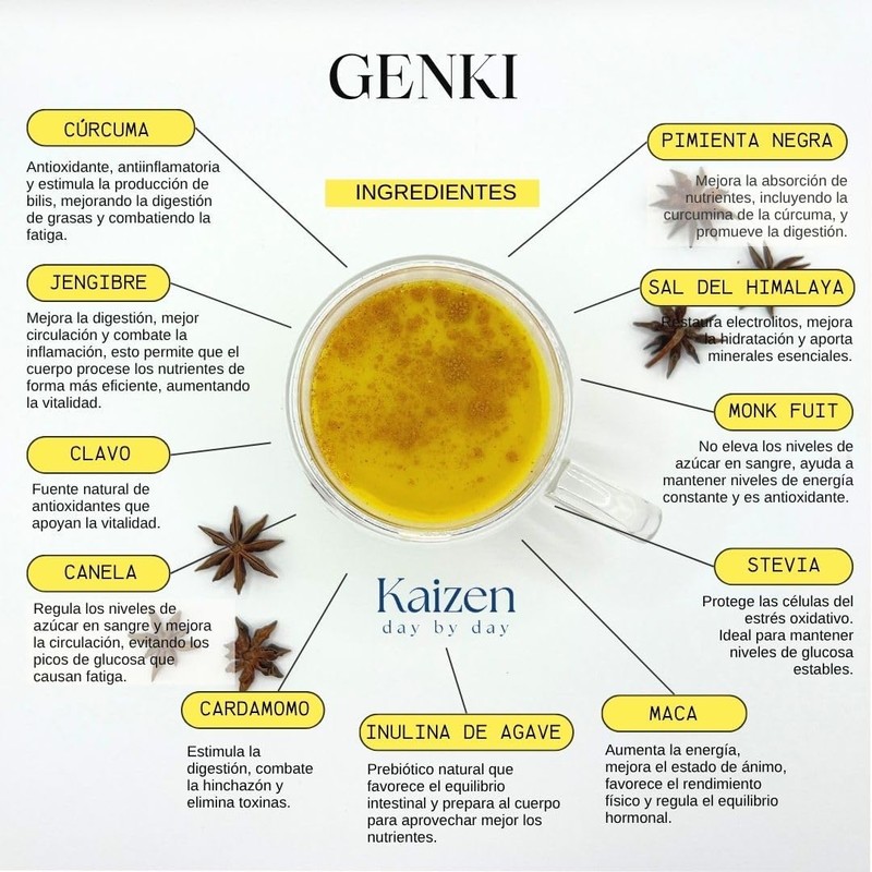 Genki ? Golden Milk Fortalecida con Inulina de Agave, Maca