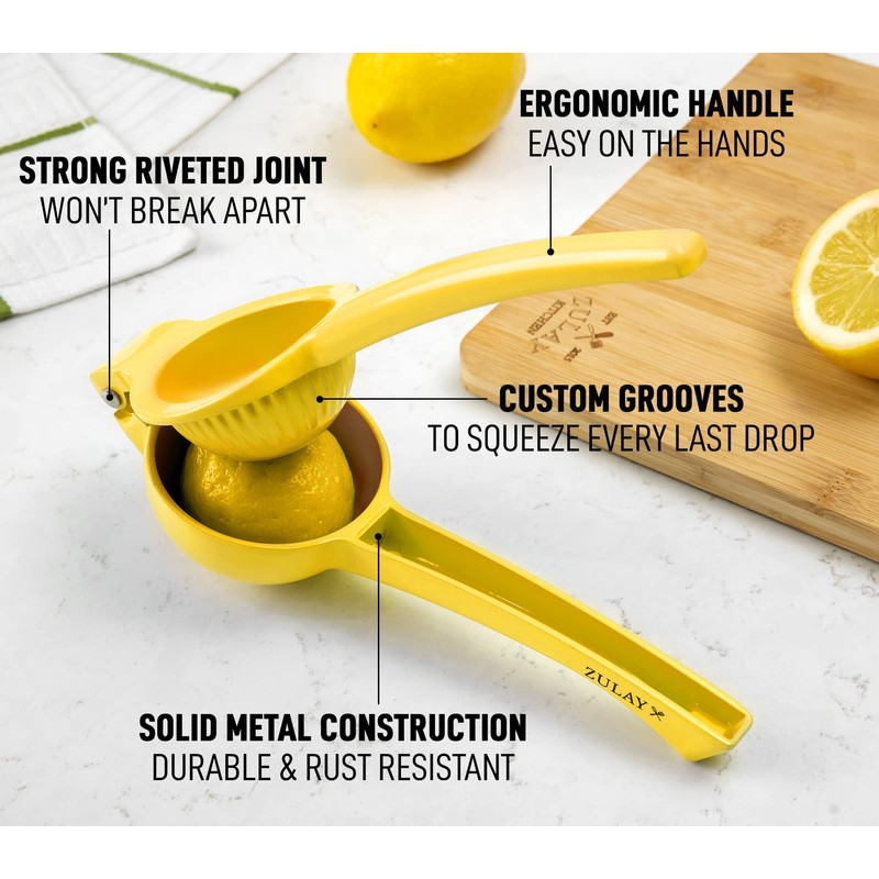 Zulay Kitchen sqeeze-001 Single Bowl Squeezer, Aluminium, Lemon Yellow