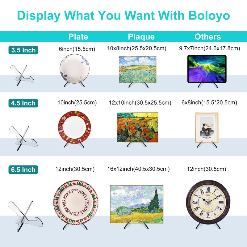 Boloyo "X Shape Acrylic Plate Display Stand, 6.5 Inch 1PC