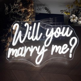 Will You Marry Me Neon Sign White Marry Me Light Up Letters USB Powered for Proposal Decorations Marry Me LED Lights Sign for Wall Decor Engagement Valentines Day Marriage Proposal Party Supplies