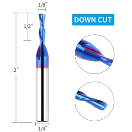 EANOSIC Spiral CNC Router Bit 1/8 inch Cutting Dia 1/4 inch Shank with Down Cut Solid Carbide End Mill for Wood Cut Carving Engraving