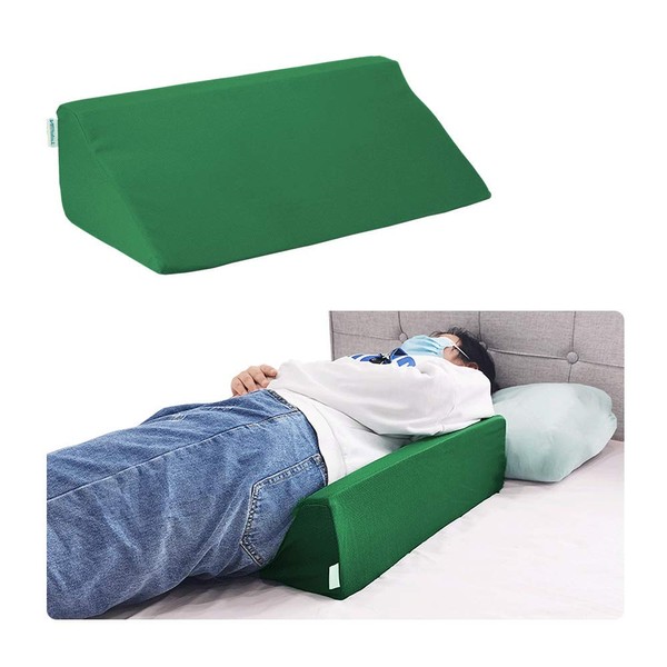 Cuña de almohada para dormir, almohada inclinada de espuma, cuña de posicionamiento para adultos, dormir de lado, vientre de embarazo, espalda (verde)