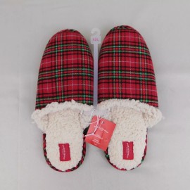 Target Wondershop Adult Men's Women's Red Tartan Plaid Christmas Slippers 2XL #4794