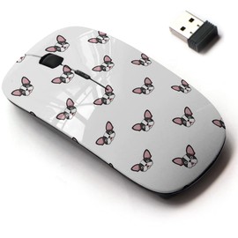 CJCBROES 2.4G Wireless Mouse with Cute Pattern Design for All Laptops and Desktops with Nano Receiver - Cartoon Character French Bulldog