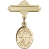 Gold Filled Baby Badge with St. Sebastian/Volleyball Charm and Polished