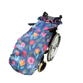 XL Large Long Adult Size Fleece-Lined Wheelchair Cosy Cover for plus size and taller wheelchair users - 100% Waterproof Cover for Wheelchairs, Easy to Fit Wheelchair Blanket (Multicoloured Floral)