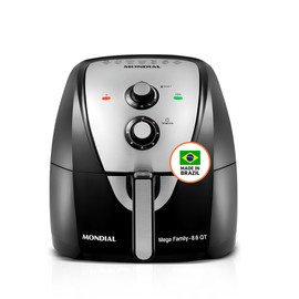 MONDIAL Air Fryer - 8.6 Quart Extra-Large Air Fryer, 2 Simple Dial Controls, 1800 Watts - Quick Heat Circulation Technology, Low Fat Cooking Less Calories - Removable Squared Basket - Black