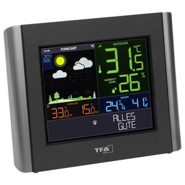 TFA Dostmann WiFi Weather Station Meteo, 35.8000.01, Professional Weather Forecast, Free View App, Adjustable Alarms, Dew Point, Heat Index, Black, (L) 197 x (W) 32 (85) x (H) 163 mm
