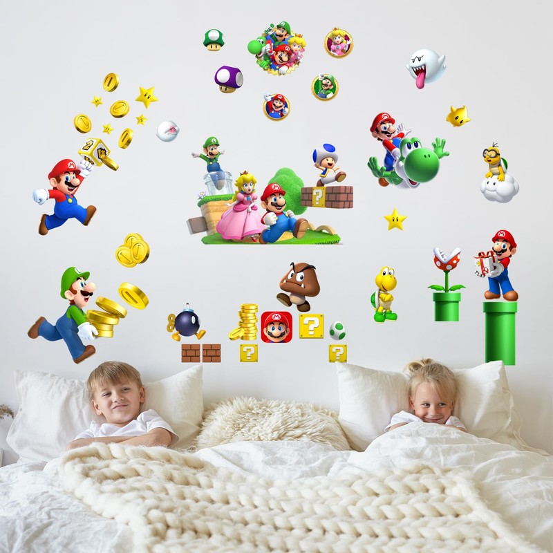 Mario Wall Sticker 3D for Children's Room Decor Bedroom Wall
